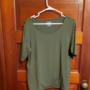 Chico's The Ultimate Tee Olive Green Short Sleeve Scoop Neck